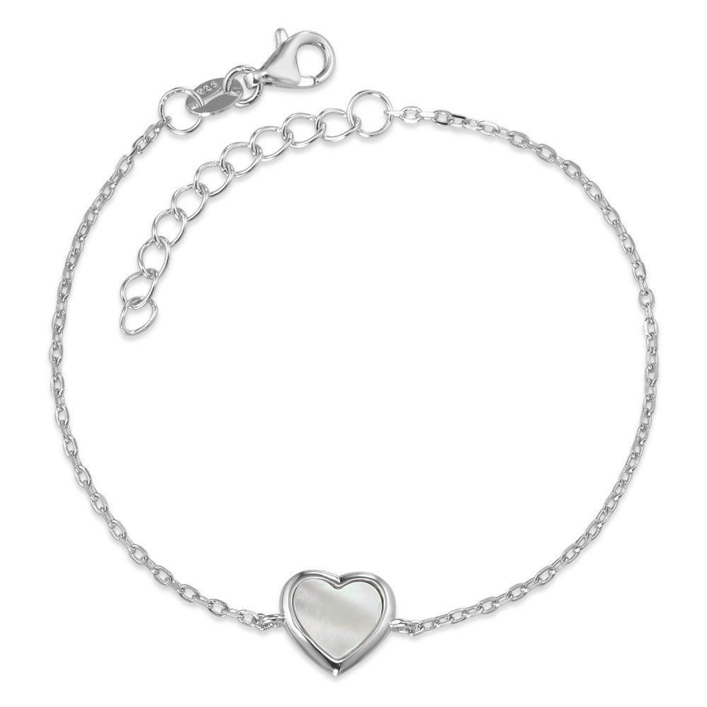 Bracciale Argento rodiato Madreperla Cuore 16-19 cm