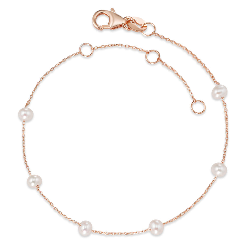 Bracciale Argento rosa dorato Perla coltivata d'acqua dolce 16-19 cm