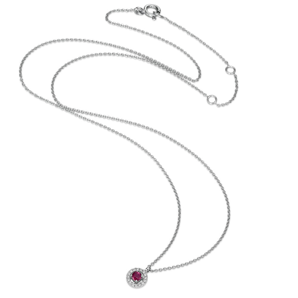 Collana Oro bianco 750/18 carati Rubino 0.17 ct, Diamante 0.06 ct, w-si 40-45 cm Ø6 mm