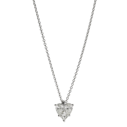 Collana Oro bianco 750/18 carati Diamante 0.44 ct, 3 pietra, w-si Cuore 40-45 cm