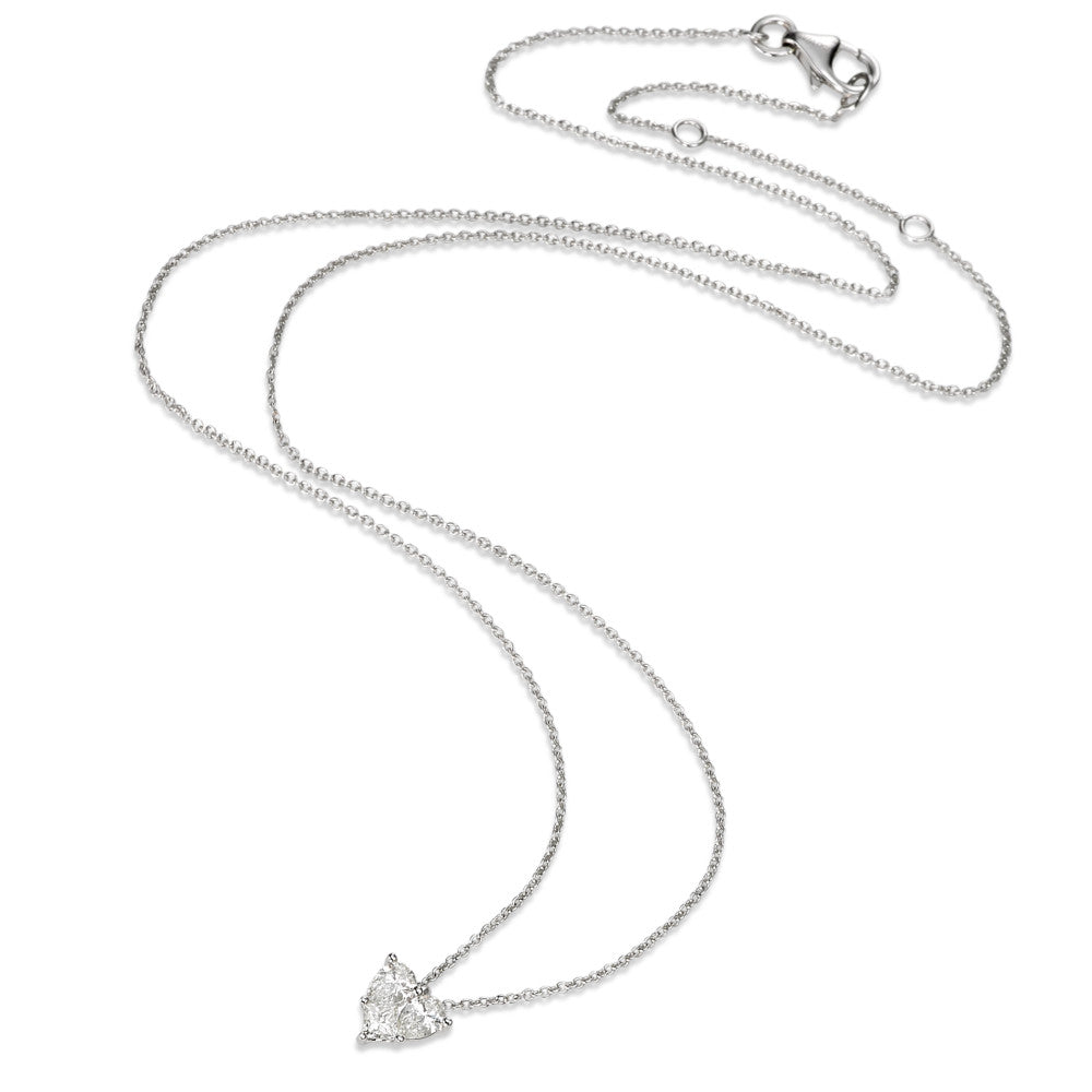 Collana Oro bianco 750/18 carati Diamante 0.44 ct, 3 pietra, w-si Cuore 40-45 cm