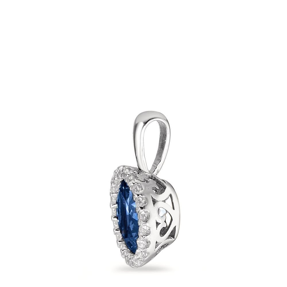 Ciondolo Argento Zirconia Azzurro rodiato Ø9 mm