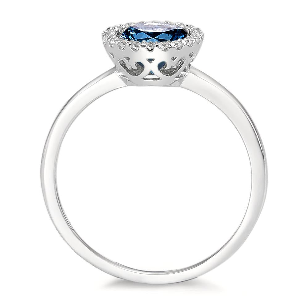 Bague Argent Zircone bleu clair Rhodié Ø9 mm