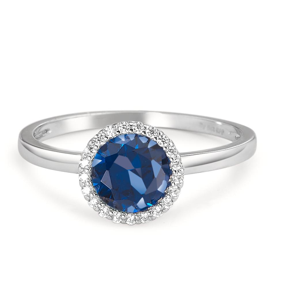 Bague Argent Zircone bleu clair Rhodié Ø9 mm