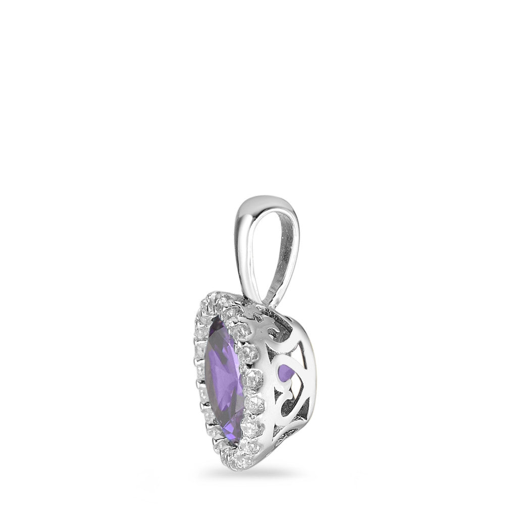 Pendentif Argent Zircone violet Rhodié Ø9 mm