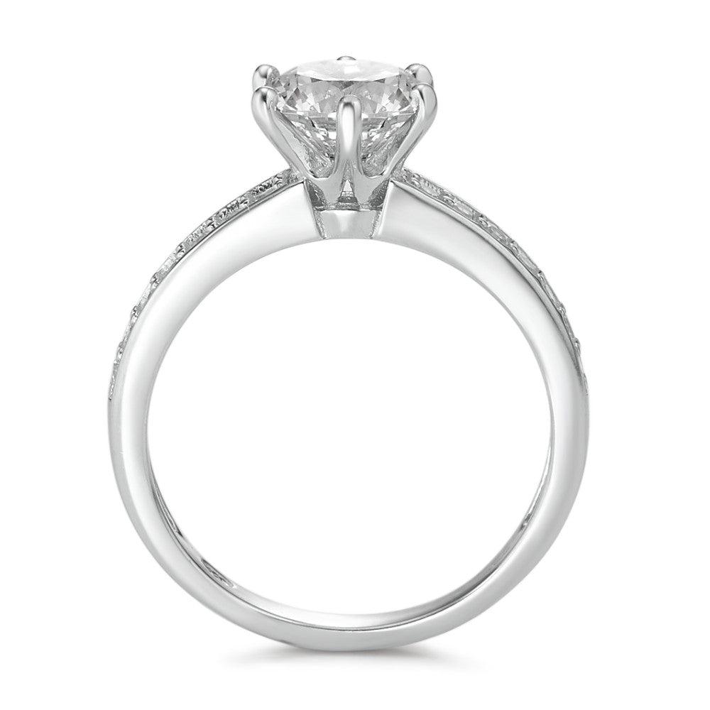 Bague solitaire Argent Zircone Rhodié Ø6.5 mm