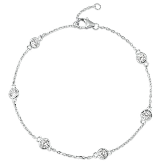 Bracciale Argento Zirconia 6 pietra rodiato 16-19 cm