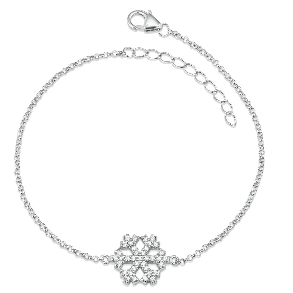 Bracciale Argento Zirconia rodiato Fiocco di neve 17-20 cm