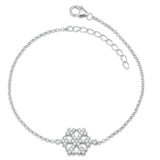 Bracelet Argent Zircone Rhodié Flocon de Neige 17-20 cm