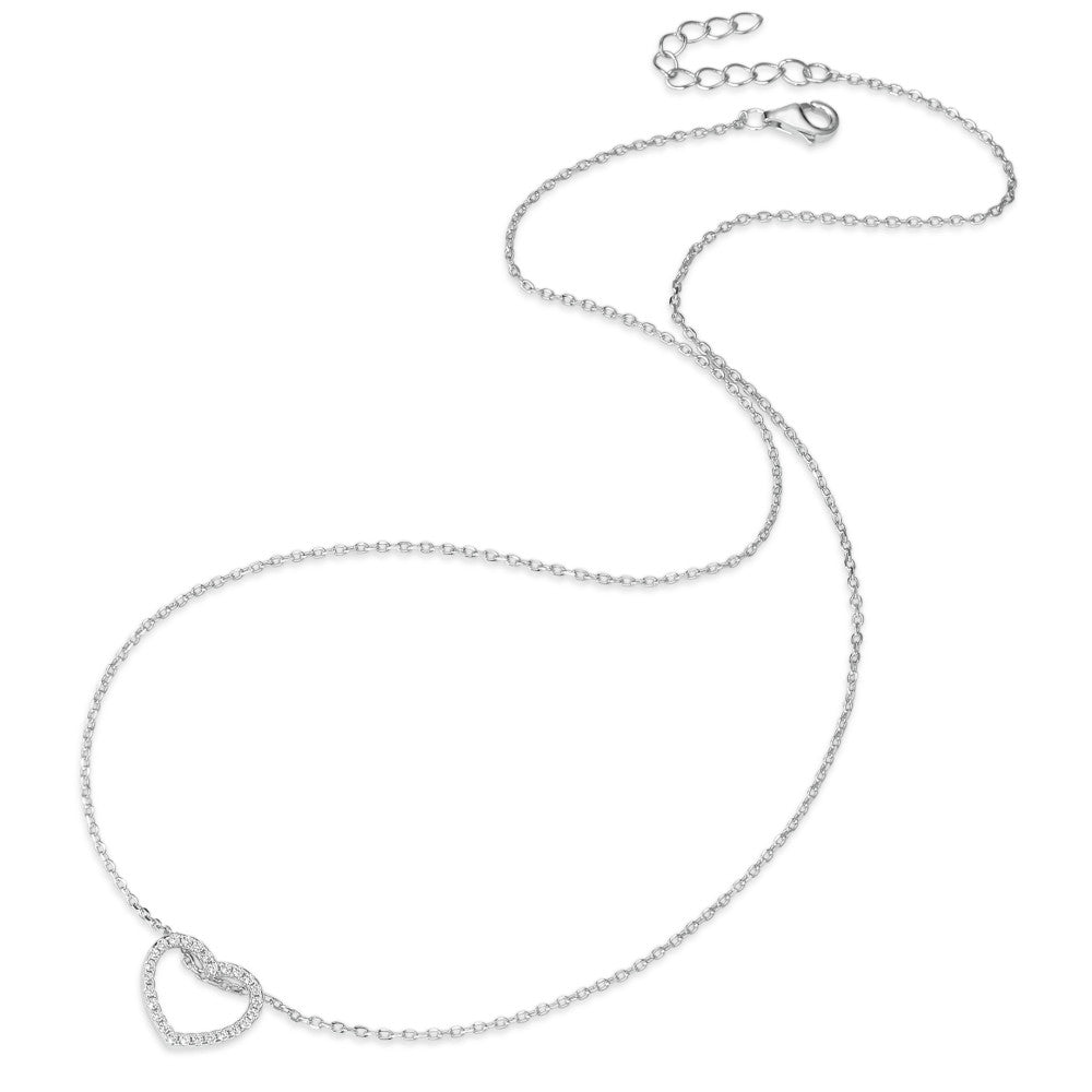 Collana Argento Zirconia rodiato Cuore 39-42 cm Ø11 mm