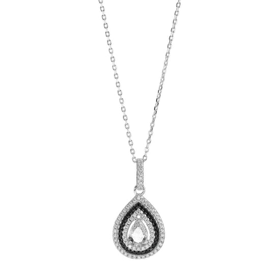 Chaînette avec pendentif Argent Zircone Rhodié 39-42 cm