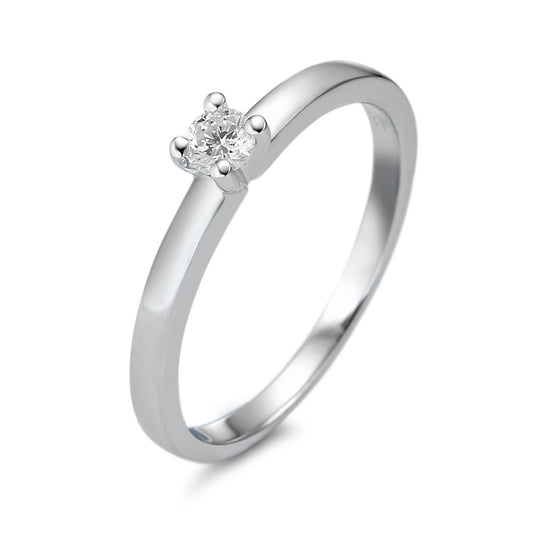 Bague solitaire Or blanc 18K Diamant blanc, 0.10 ct, brillant, w-si