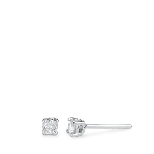 Clous d'oreilles Or blanc 18K Diamant blanc, 0.25 ct, 2 Pierres, brillant, w-si Ø3.5 mm