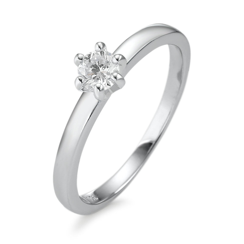 Bague solitaire Or blanc 18K Diamant blanc, 0.25 ct, brillant, w-si