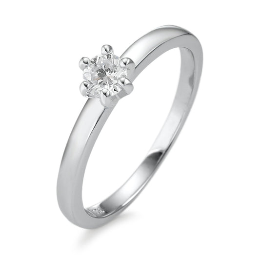 Solitär Ring 750/18 K Weissgold Diamant weiss, 0.25 ct, Brillantschliff, w-si