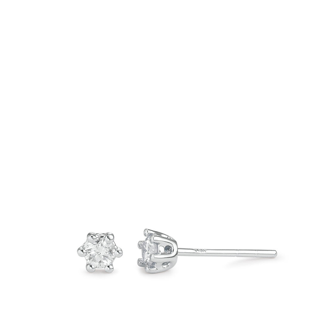 Clous d'oreilles Or blanc 18K Diamant blanc, 0.25 ct, 2 Pierres, brillant, w-si Ø4 mm