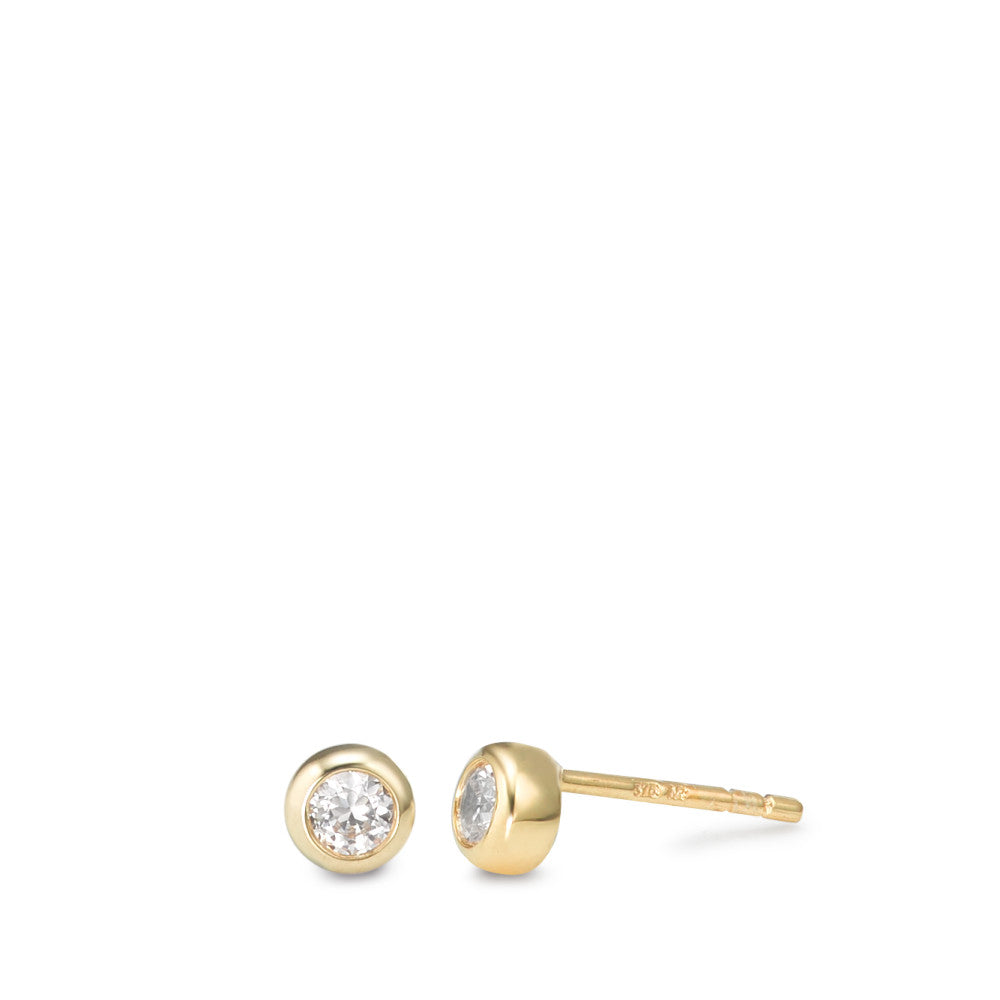 Clous d'oreilles Or jaune 9K Zircone 2 Pierres Ø4.5 mm