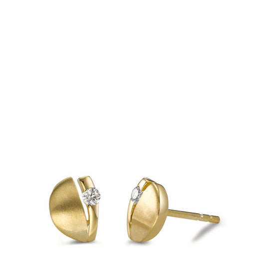 Clous d'oreilles Or jaune 9K Zircone 2 Pierres