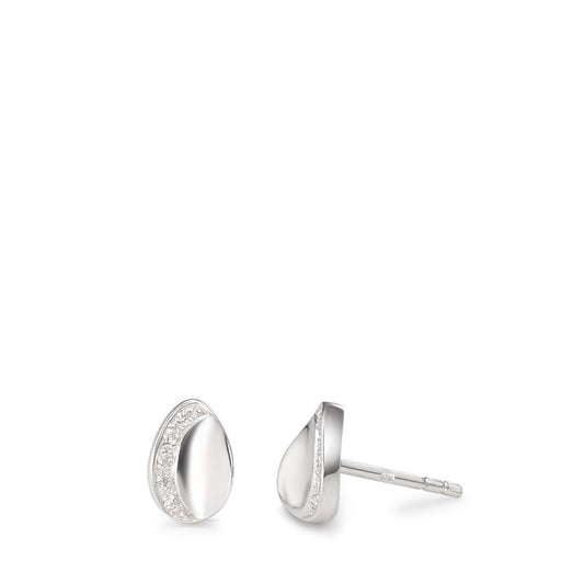 Clous d'oreilles Or blanc 9K Zircone 10 Pierres