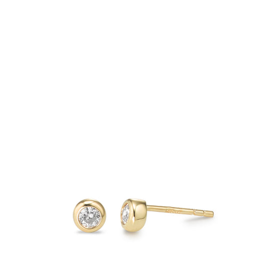 Clous d'oreilles Or jaune 9K Zircone 2 Pierres Ø4.5 mm