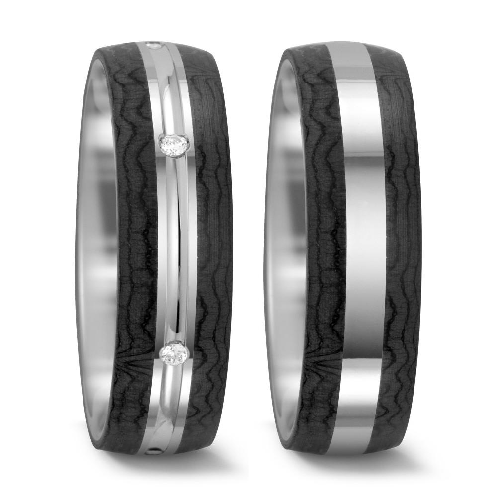 Partnerring 585/14 K Weissgold, Carbon