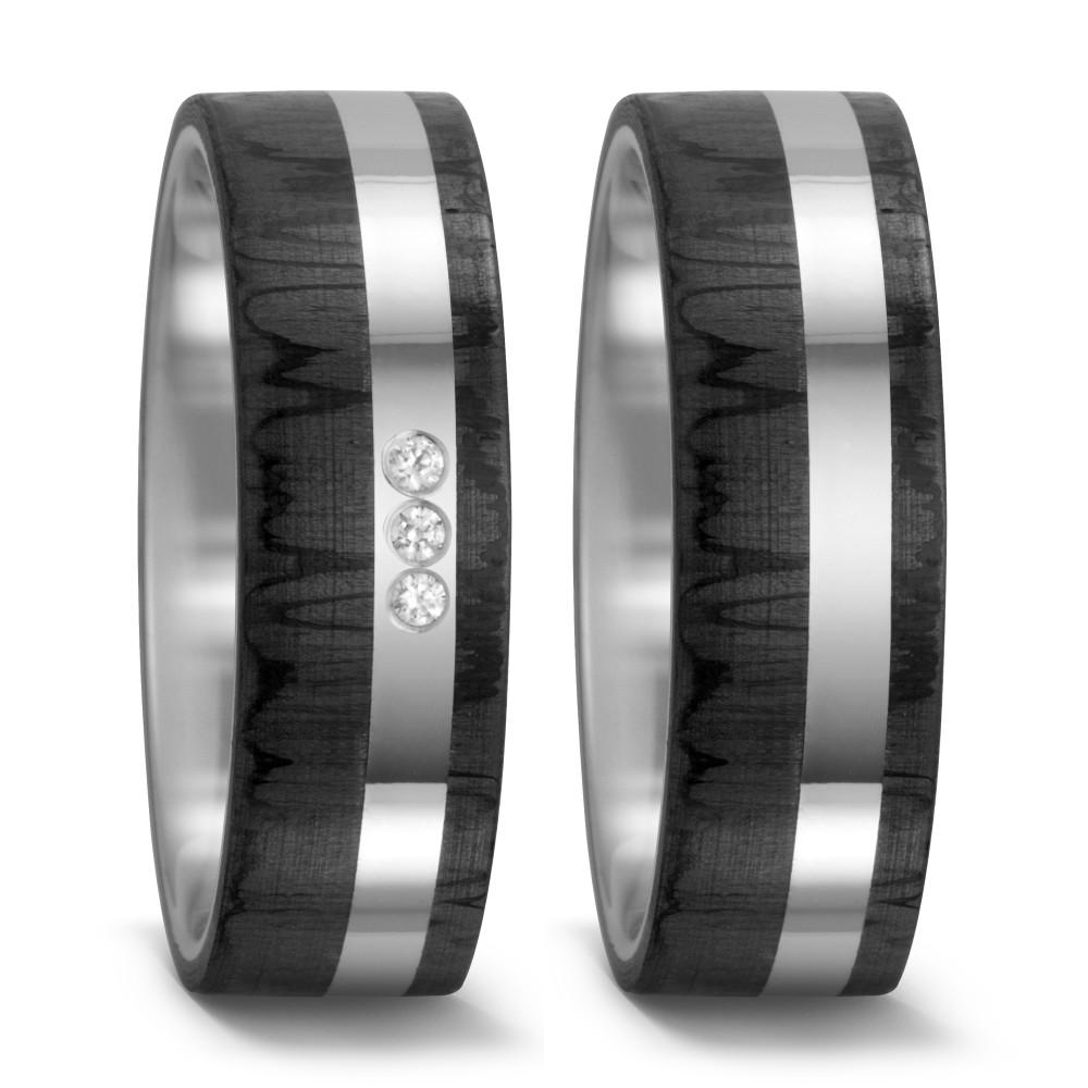 Partnerring 585/14 K Weissgold, Carbon