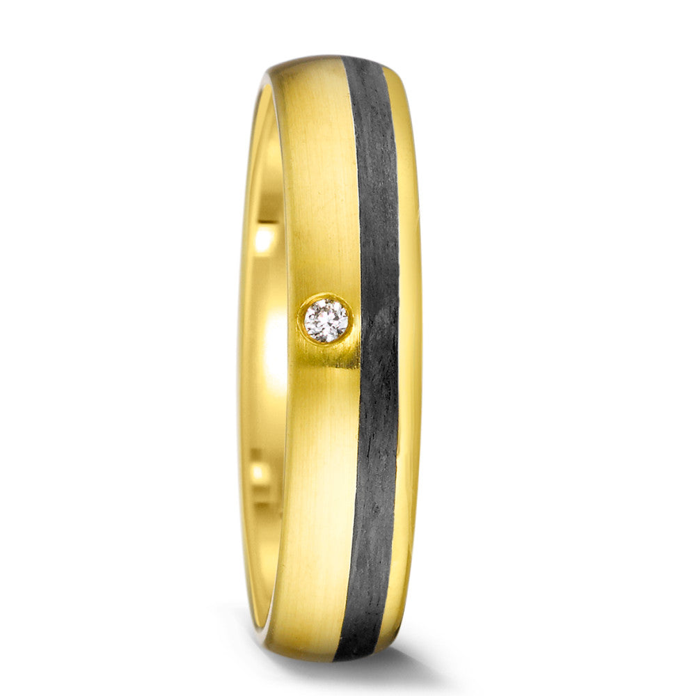 Alliance Or jaune 14K, Carbone Diamant 0.025 ct, tw-si