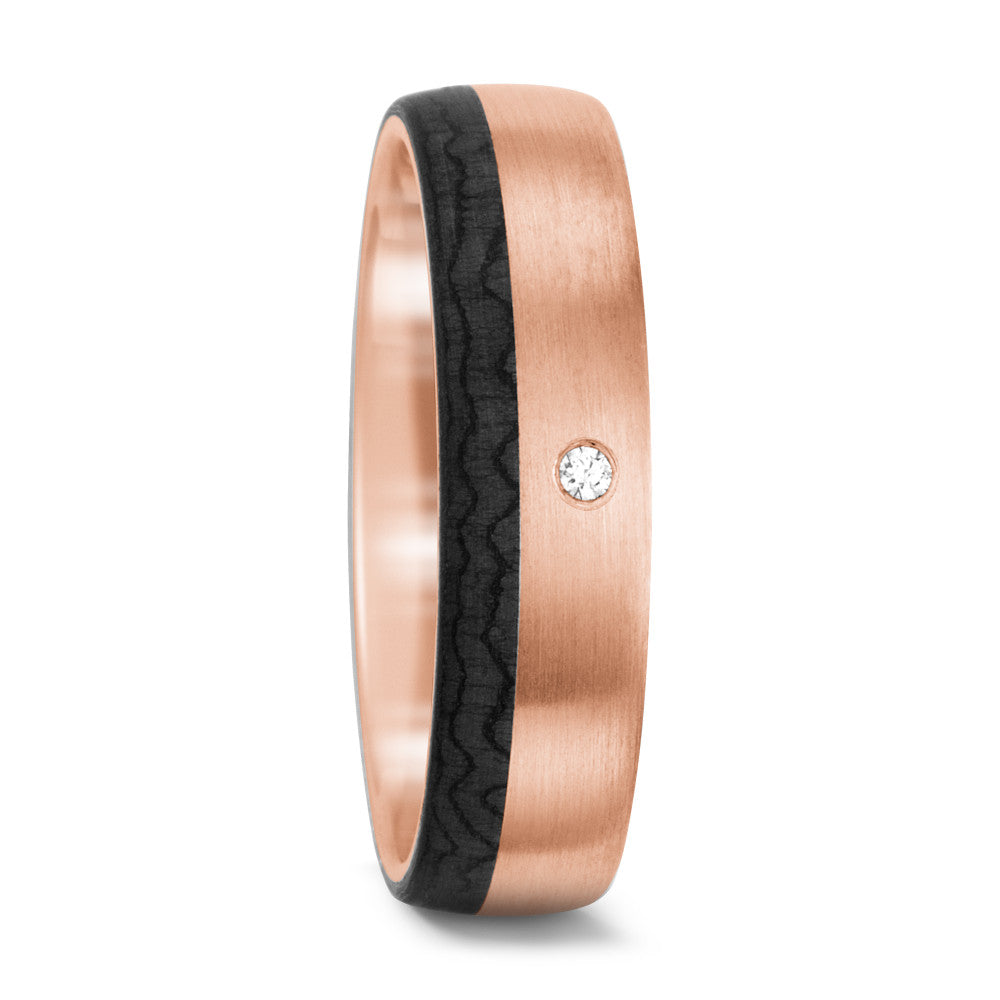 Partnerring 585/14 K Rosegold, Carbon Diamant 0.015 ct, tw-si