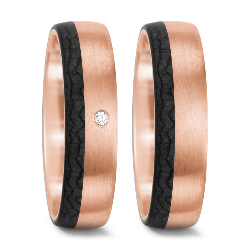 Partnerring 585/14 K Rosegold, Carbon Diamant 0.015 ct, tw-si