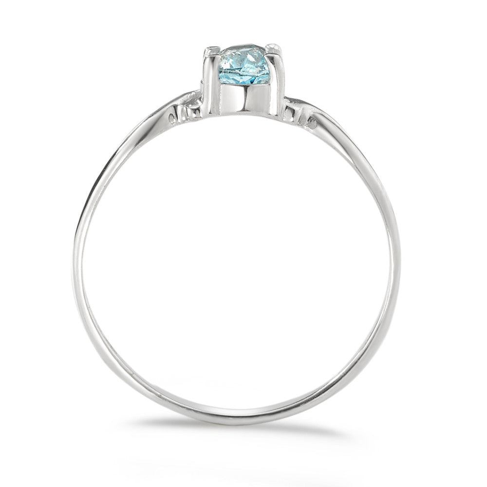 Bague Or blanc 14K Topaze bleu, ovale