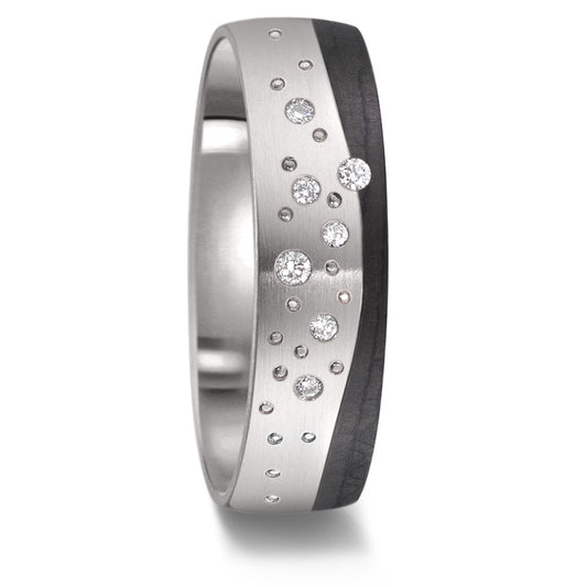 Partnerring Titan, Carbon Diamant 0.043 ct, 7 Steine, w-si