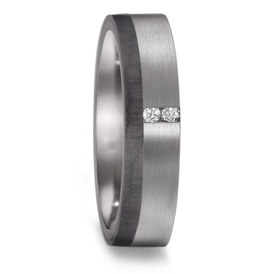 Partnerring 999 Tantal, Carbon Diamant 0.03 ct, 2 Steine, w-si