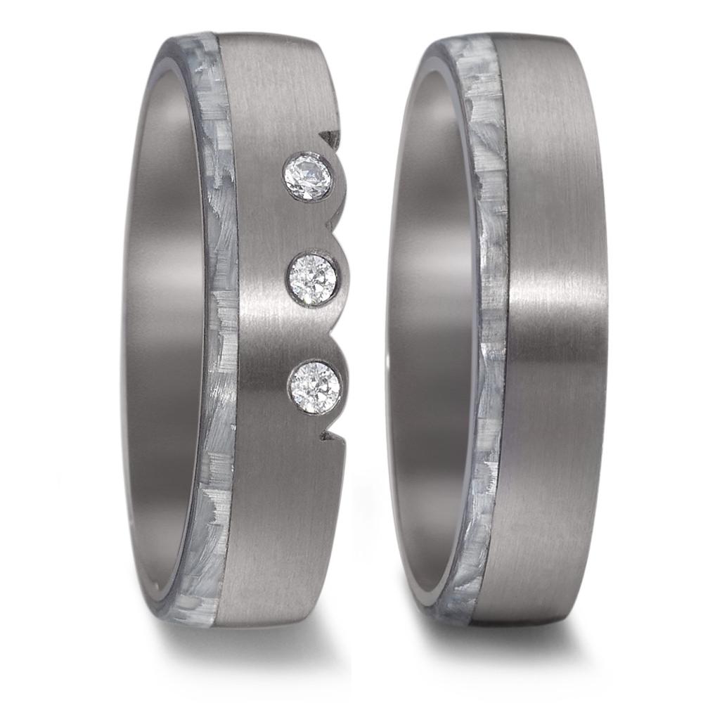 Partnerring, Tantal mit Grey Carbon und Diamant 0.06 ct