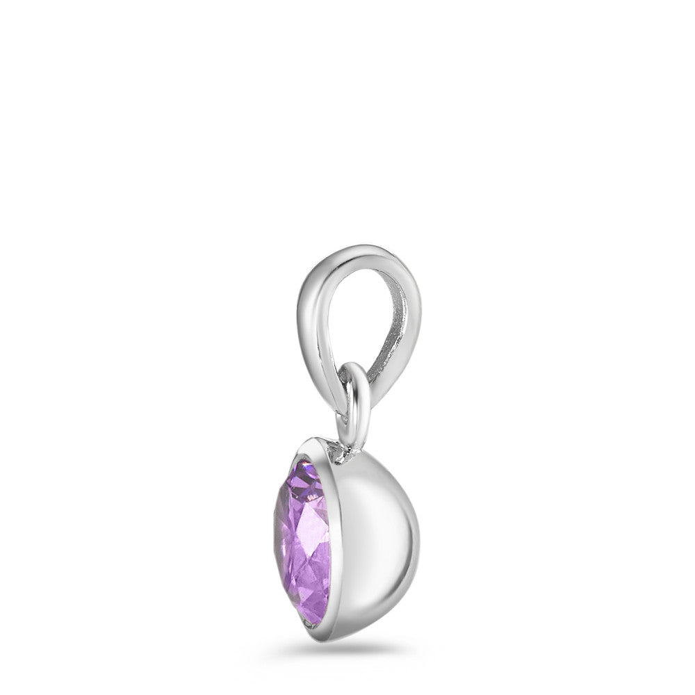 Ciondolo Argento Zirconia Viola rodiato Ø7.5 mm