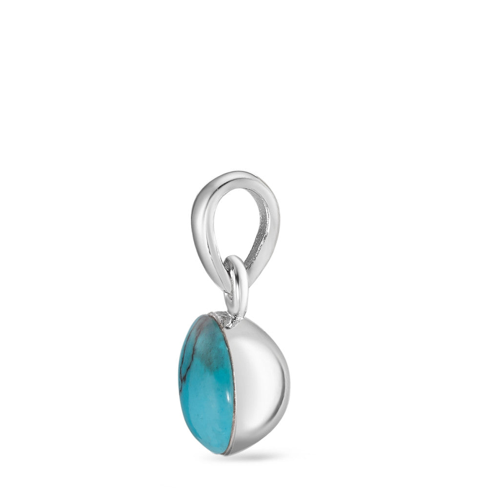 Pendentif Argent Turquoise bleu Rhodié Ø7 mm