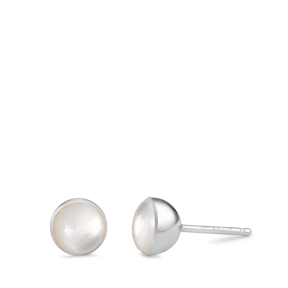 Clous d'oreilles Argent Rhodié nacre Ø7 mm