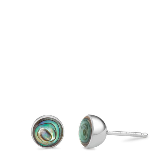 Clous d'oreilles Argent Abalone Rhodié Ø7 mm