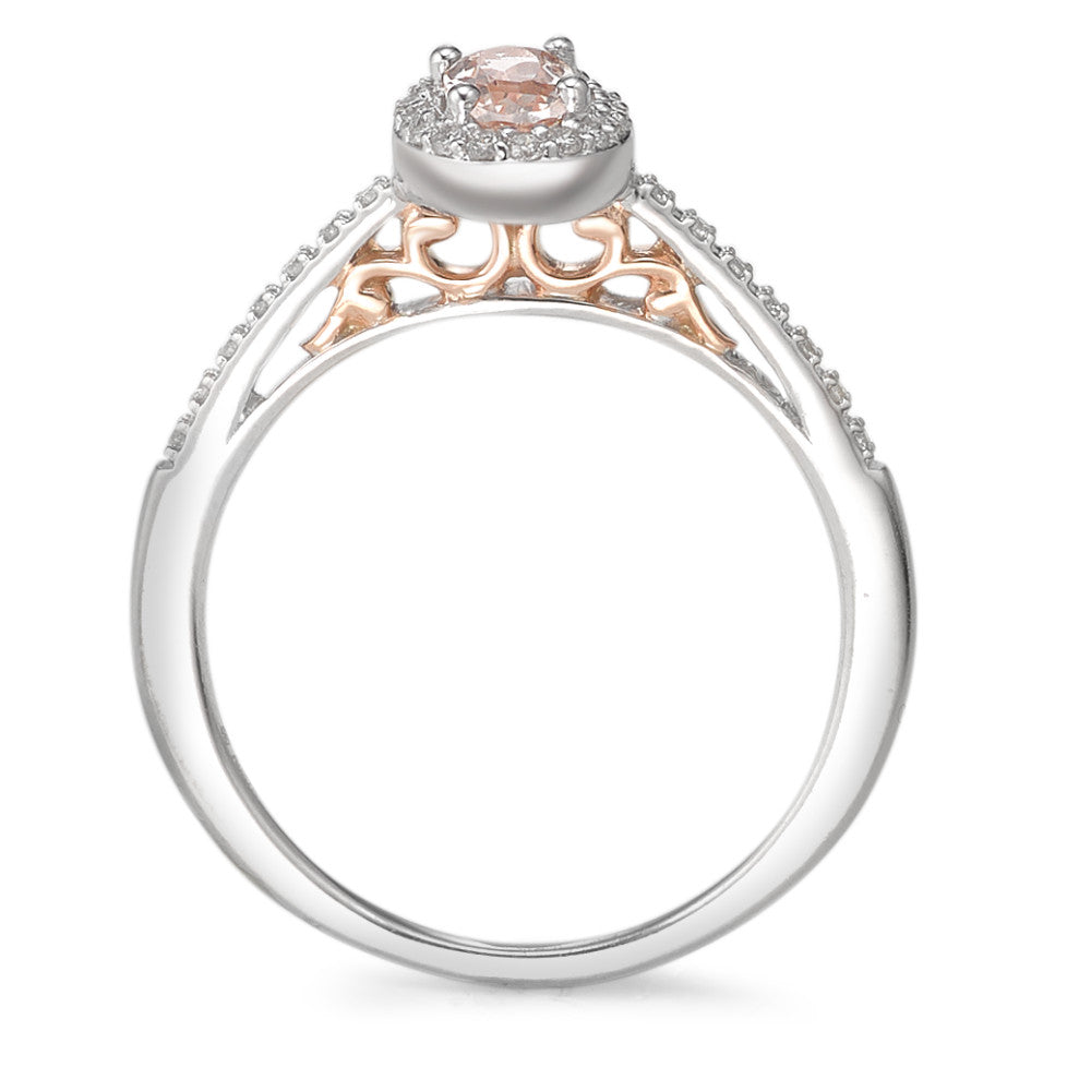 Anello Oro bianco 375/9K Diamante 0.09 ct, w-pi3, Morganite Champagne