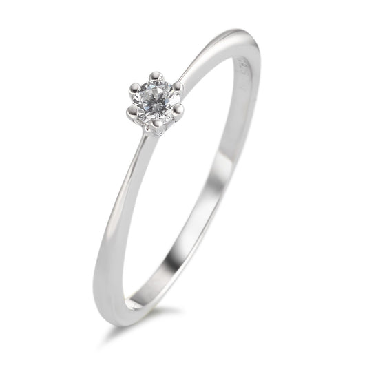 Bague solitaire Argent Zircone Rhodié