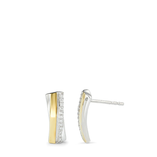 Clous d'oreilles Or blanc 9K Diamant 0.06 ct, 24 Pierres, w-si jaune Plaqué or