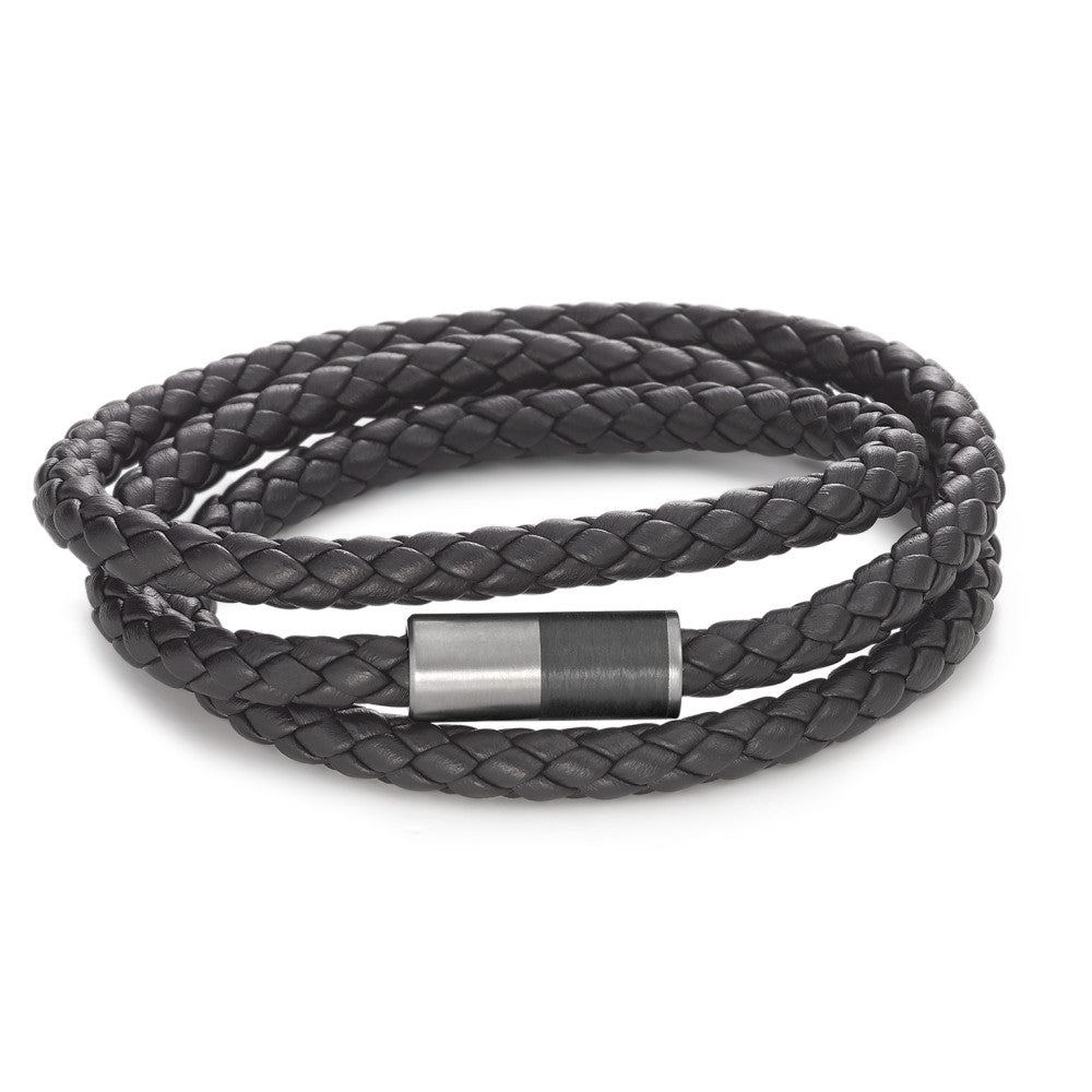 Armband Leder, Titan, Carbon Ø6 mm