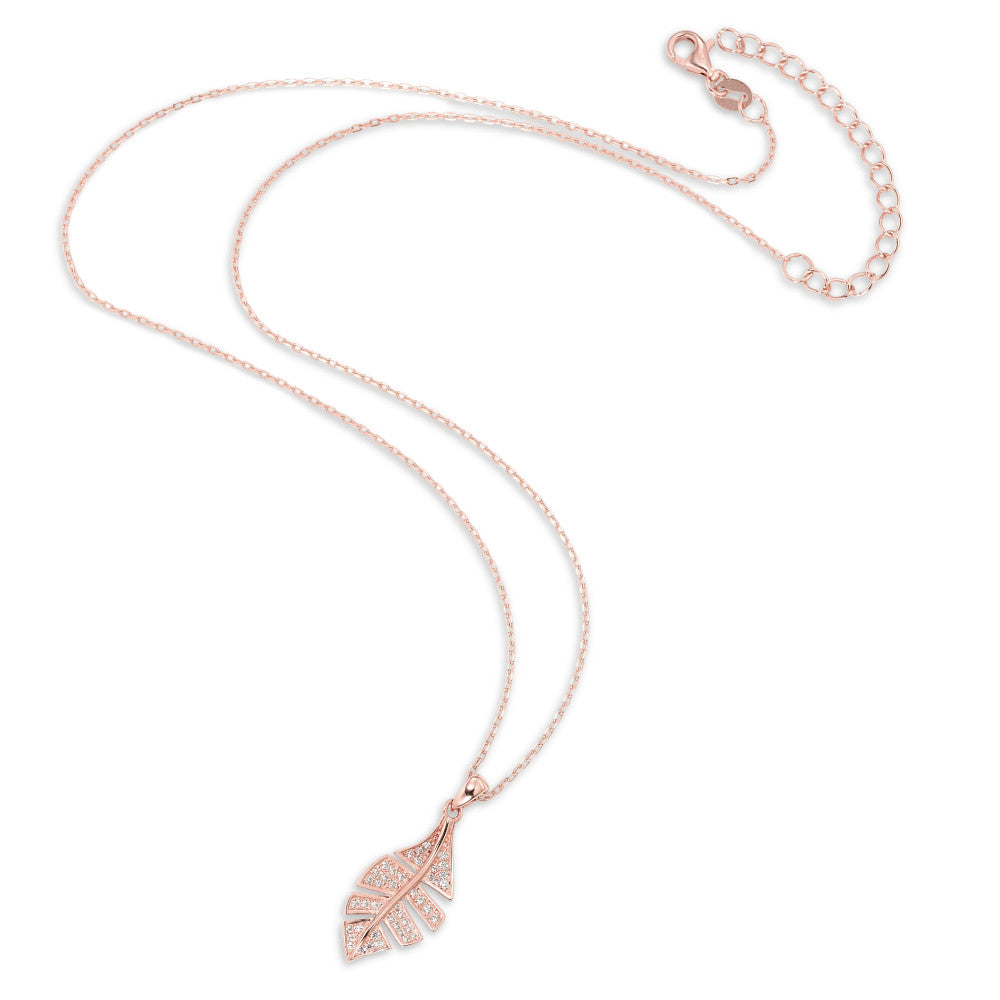 Collier Argent Zircone rosé Plaqué or Feuille 40-45 cm