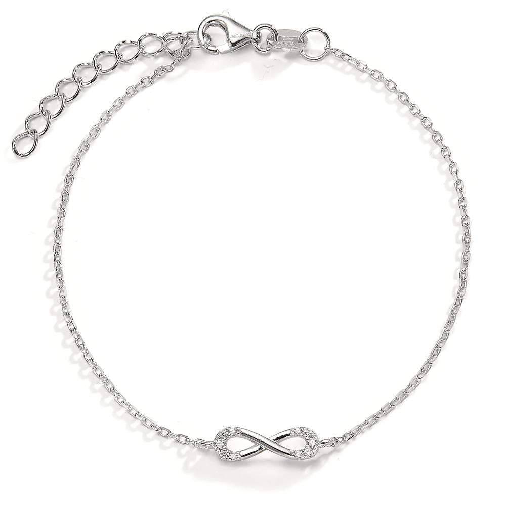 Bracelet Argent Zircone Rhodié Infini 16-19 cm