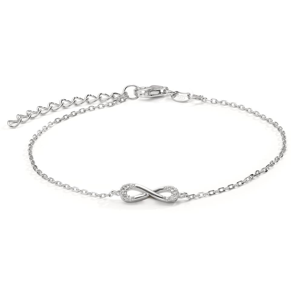 Bracelet Argent Zircone Rhodié Infini 16-19 cm