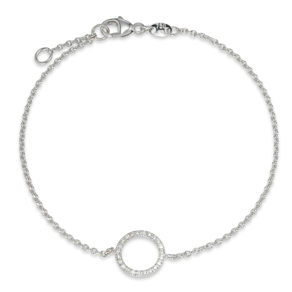 Bracelet Or blanc 18K Diamant 0.115 ct, 23 Pierres, w-si 17-18 cm Ø10 mm