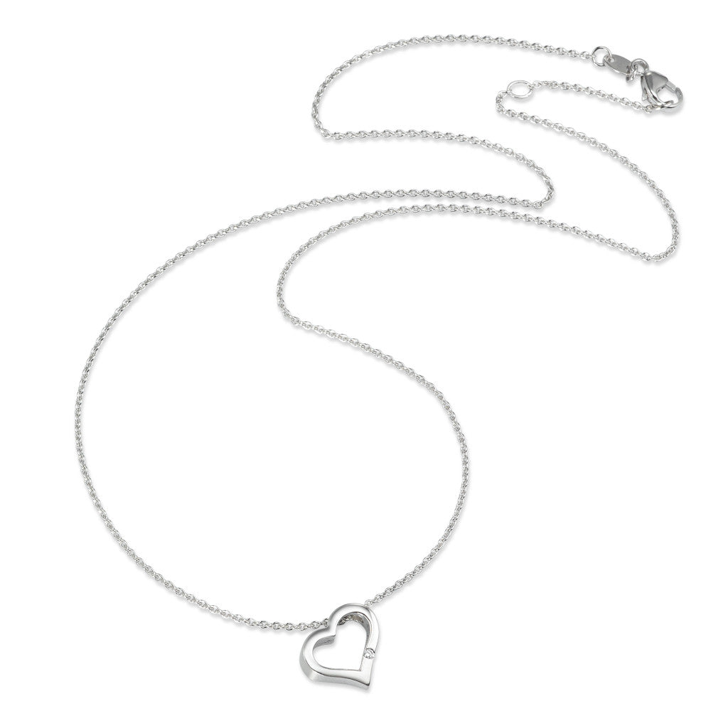 Collier Or blanc 18K Diamant 0.015 ct, w-si Coeur 40-42 cm