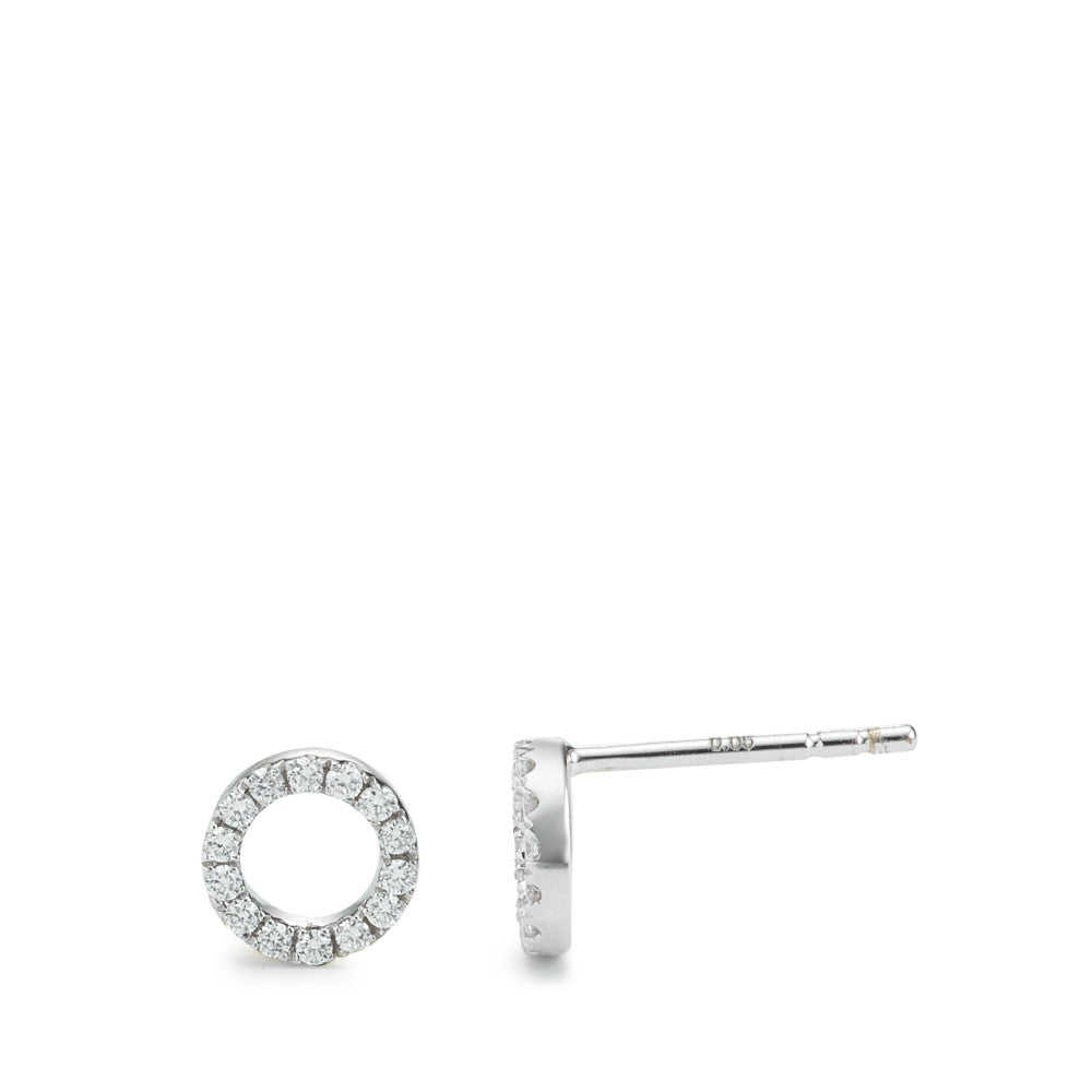 Orecchini a bottone Oro bianco 750/18 carati Diamante 0.12 ct, 28 pietra, w-si Ø6 mm