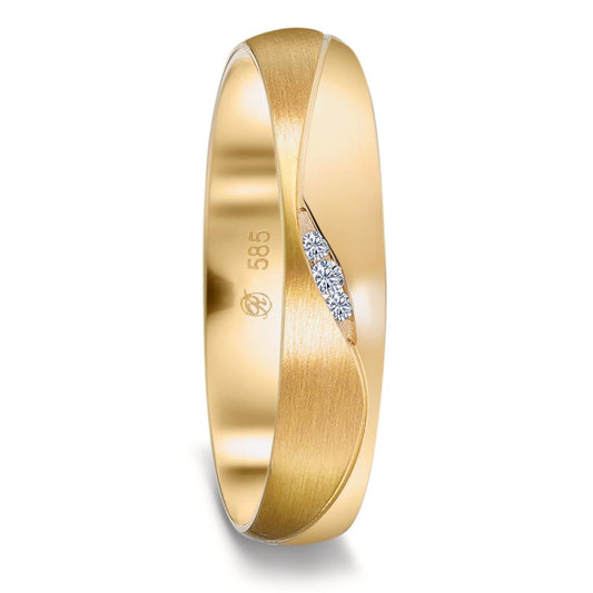 Partnerring 585/14 K Gelbgold Diamant 0.02 ct, 3 Steine, w-si