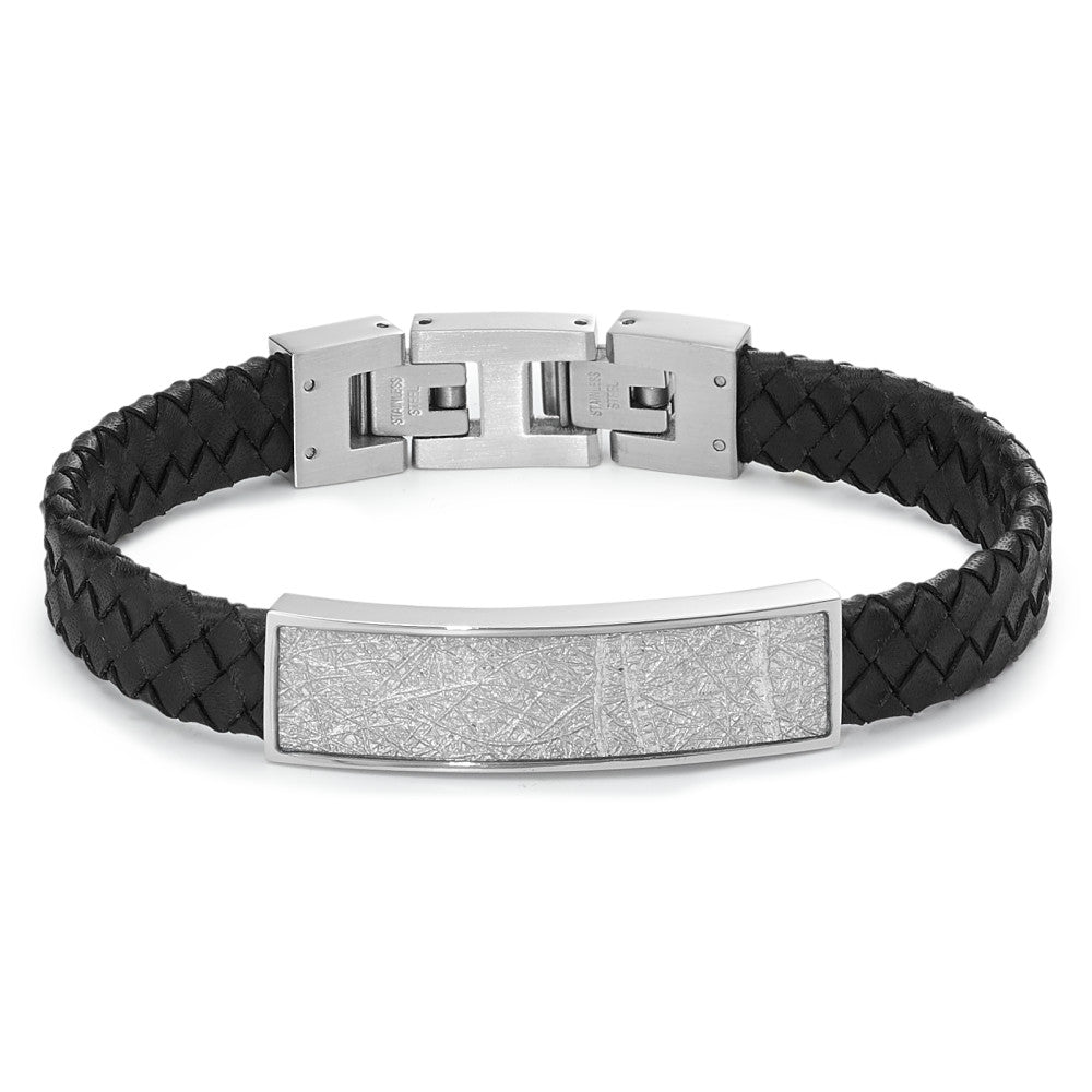 Bracciale con incisione Acciaio inossidabile, Pelle 20-21.5 cm