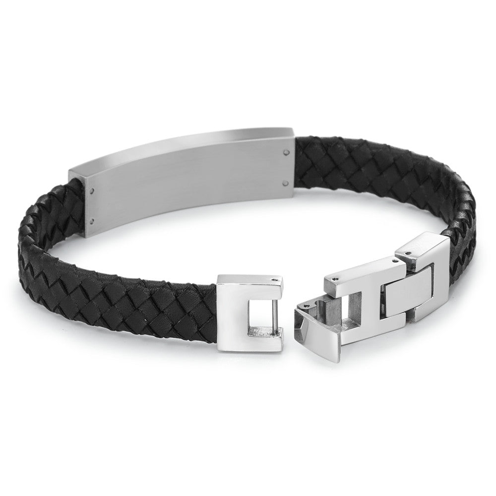 Bracciale con incisione Acciaio inossidabile, Pelle 20-21.5 cm